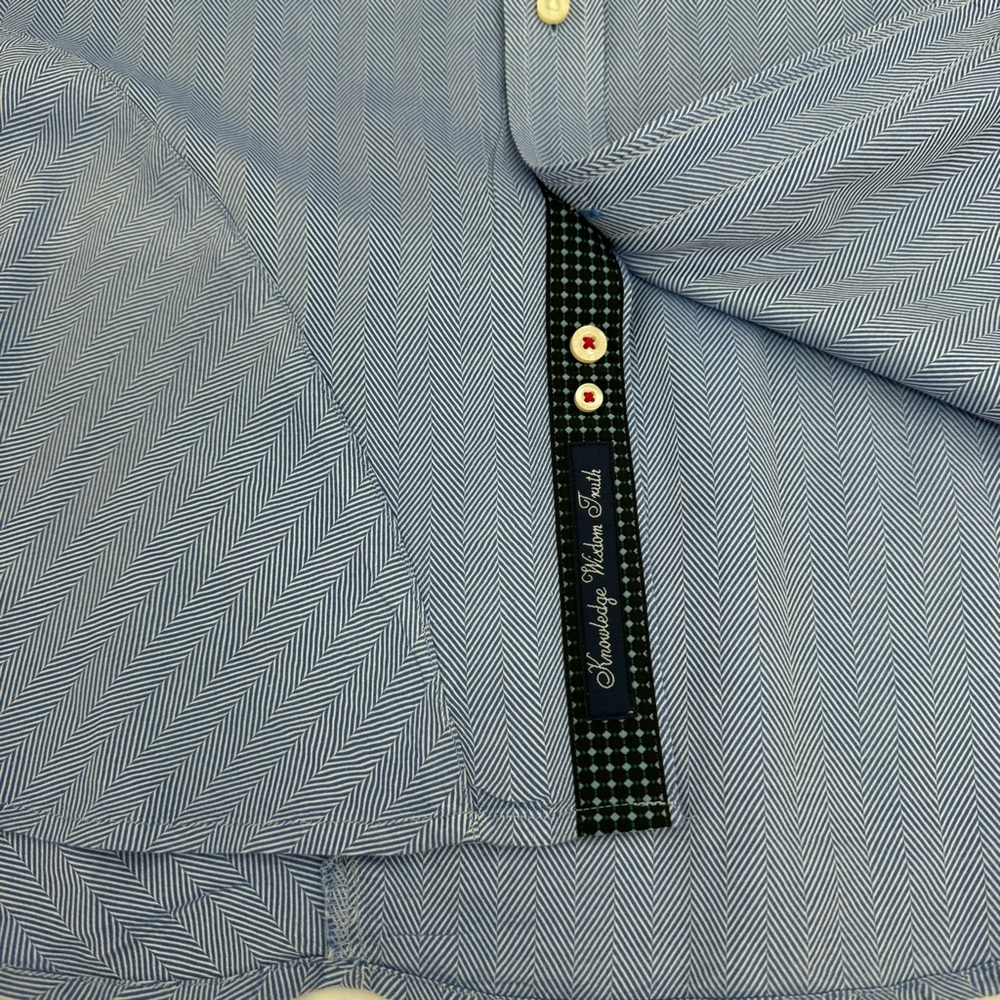 Robert Graham Button Down French Cuff Shirt Men’s 2XL Blue Houndstooth - Picture 6 of 13